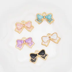 20pcs/lot 16*10mm Enamel Bow-knot Charms Pendants For Women Necklace Pendant Making Alloy Beads Handmade DIY Jewelry Findings