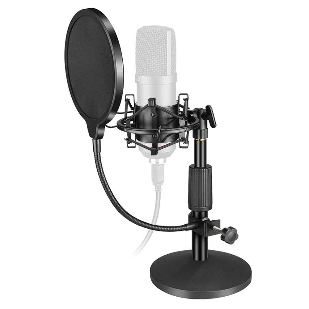 Profession USB Condenser Microphone Tabletop Stand with Shock Mount Holder Pop Filter mic Stand for bm 800 Microphone