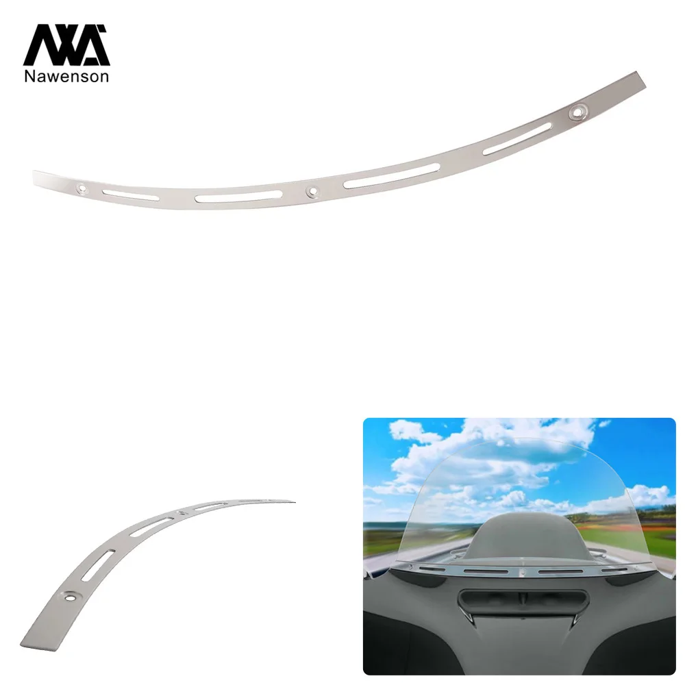 For 2014-2022 Electra Glide Windshield Trim Slotted Chrome Windscreen Trim Strip for Harley Street Glide/Tri Glide 2014-Later