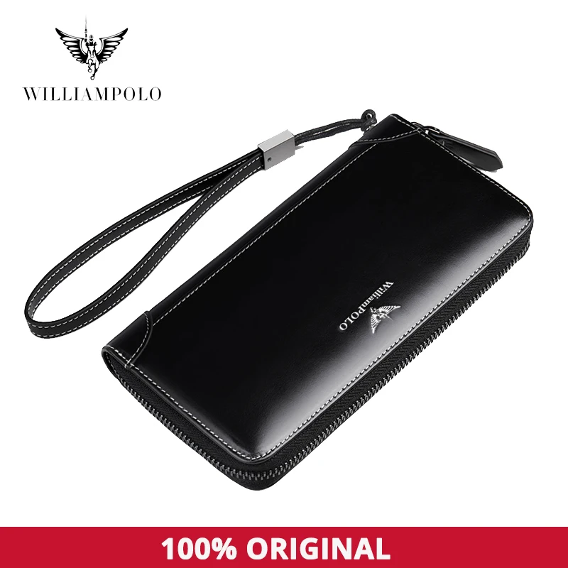 

Williampolo Men's Wallet Card Holder Purse For Men Vintage Genuine Leather Cluth Bag For Phone Luxury Design Clutch Male #171326