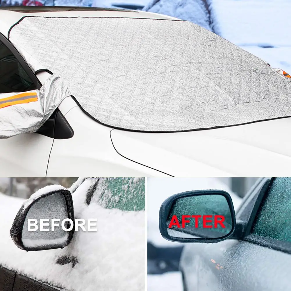 

Car Anti-snow Block Front Windshield Cover Thickened Anti-frost Anti-freeze Sun-protective Half Car Clothing Car Windshield Snow