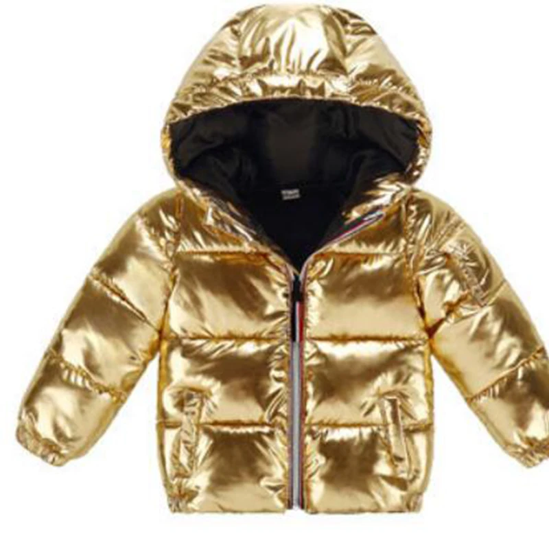 Children winter jacket for kids girls silver gold black Boys Casual Hooded Coat Baby Clothing Outwear kids Parka Jacket snowsuit