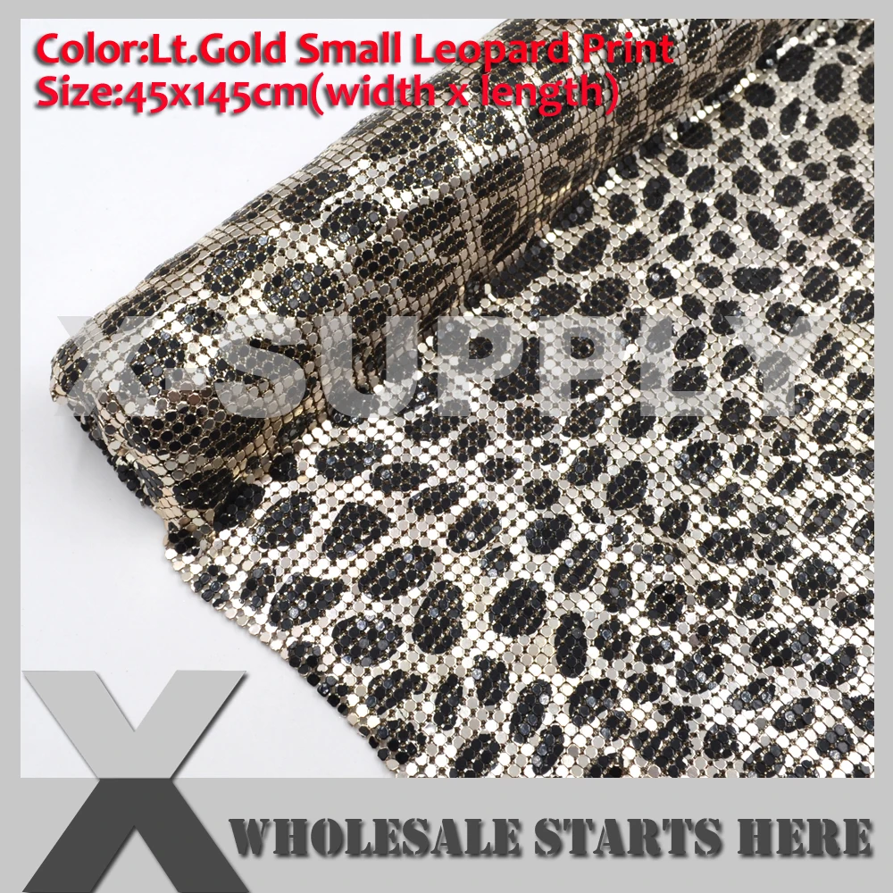 Gold Leopard Print Aluminum Metal Fabric Mesh Wthout Iron On Glue For DIY Bra,Long Skirt Dress