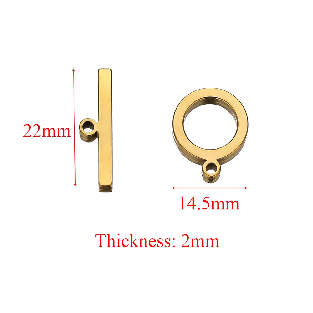 5 Sets Edelstahl Goldfarben Flache OT-Knebelverschlüsse DIY Schmuckherstellung Halsketten-Zubehör Armband-Verbinder Haken – Detail 3