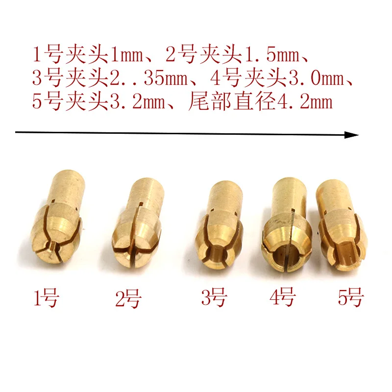 10 Buah Gerinda Elektrik Chuck Bor Elektrik Mini 0.5-3.2Mm Perak/Warna Kuning M7/M8 Kacang untuk Penggiling Listrik