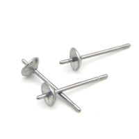 100pcs Stainless Steel Gold Color Blank Post Earring Stud Tray with 3 4 5 6 8mm Pad for DIY Pearl Earring Jewelry Making