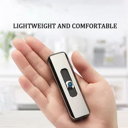 Creative Rechargeable USB Windproof Flameless Electric Electronic Charging Cigarette Lighter Smokeless Super Lighters Men's Gift