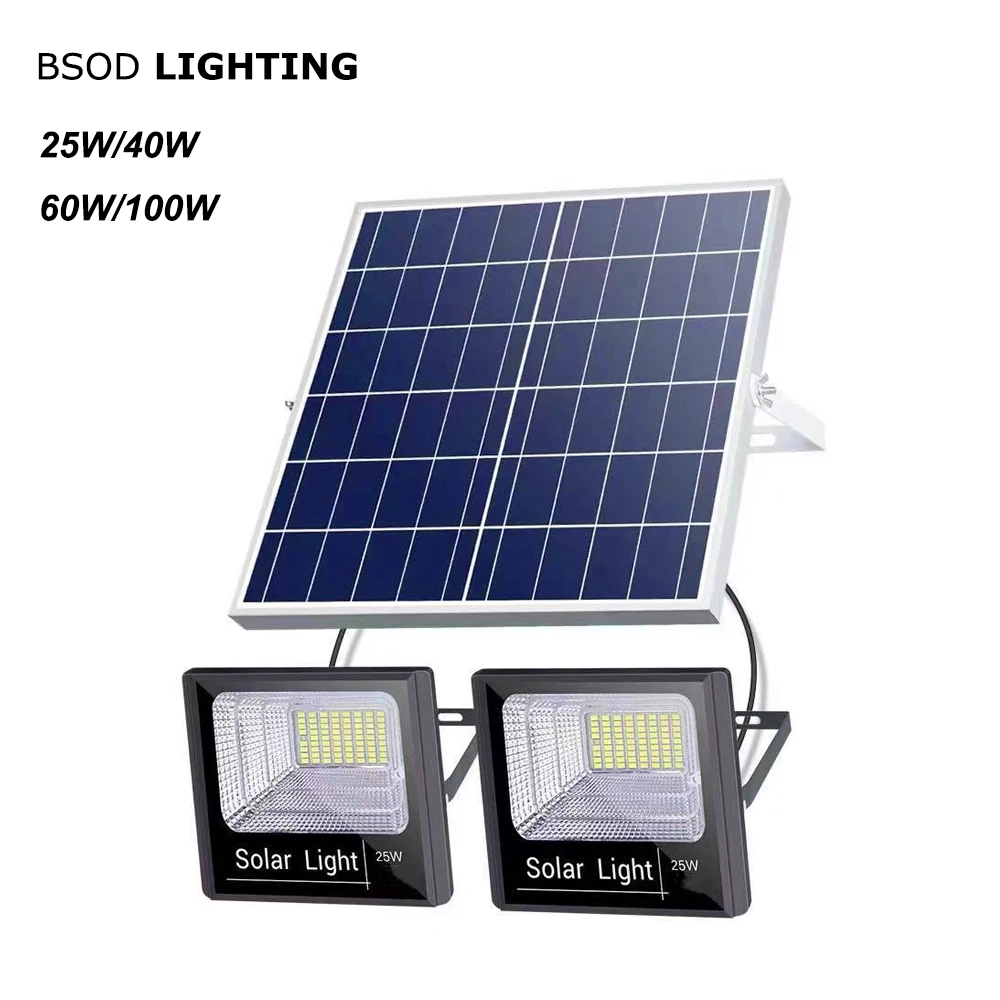 LED Solar Light Outdoor 2 in 1 Solar Powered in Ground Lights Waterproof IP66 25W 40W 60W 100W Led Flood Light with Remote