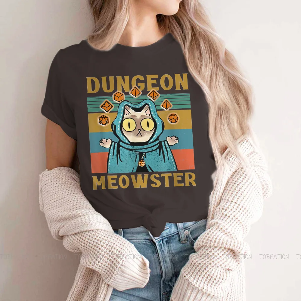 Dungeon Meowster TShirt For Girls DnD Game Tops Cute Female T Shirt Homme Print