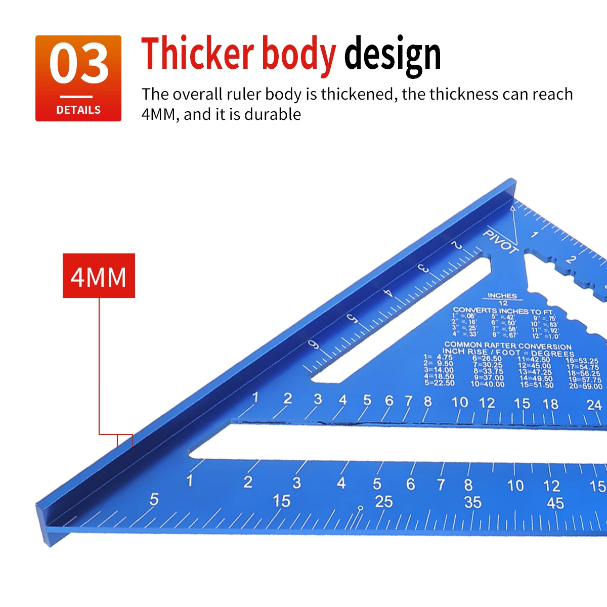 Angle Ruler 7inch 12 inch metric Imperial  Aluminum Alloy Triangular Measuring Ruler Woodwork Triangle Angle Protractor