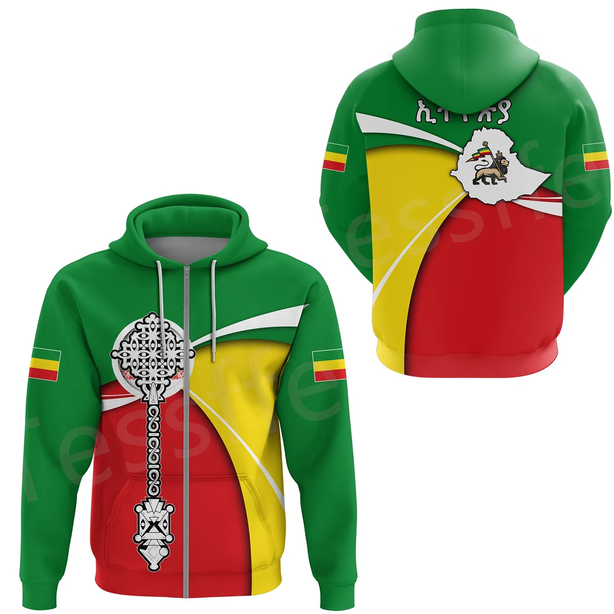 Tessffel Ethiopia County Flag Reggae Africa Native Tribe Lion Retro Harajuku Tracksuit 3DPrint Men/Women Funny Casual Hoodies 10