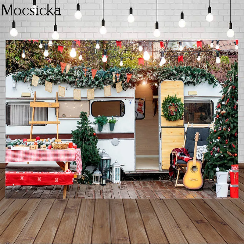 Winter Wild Camping Christmas Tree Photography Backdrop Outdoor Child Birthday Family Portrait Background Photo Studio Photocall