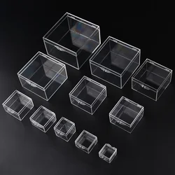 Transparent Plastic Small Box Square Collection Clear Display Mini Jewelry/Beads/Crafts Storage Box Case Container Desktop