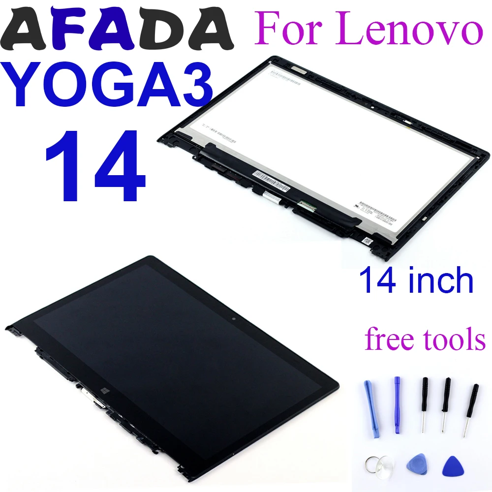 

Новый 14-дюймовый ЖК-дисплей для Lenovo Yoga 3-14, ЖК-дисплей, сенсорный экран, панель в сборе, запасные части с рамкой