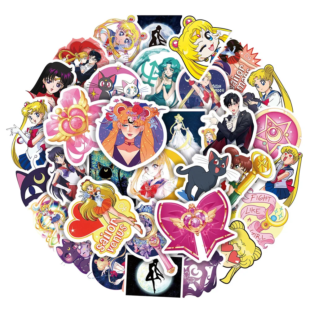 10/30/50PCS Anime Sailor Suit Moon Girl Sticker Graffiti DIY Laptop Study Scrapbook Office Waterproof Sticker Wholesale