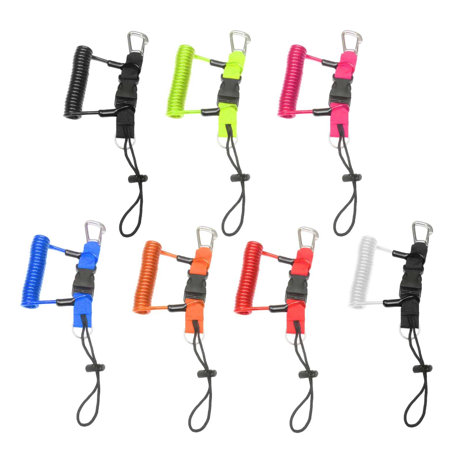 Scuba Dive Coil Camera Lanyard Scuba Safety Diving Lanyard Swimming Diving Lanyard Coil Rope with Quick Release Buckle