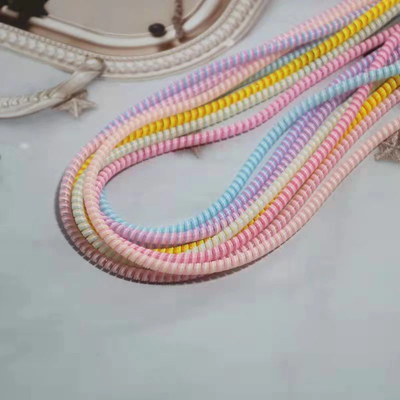 1.4m Color phone Wire Cord Rope Protecto Anti-break spring protection rope for USB Charging Cable earphone Data Bobbin Winder