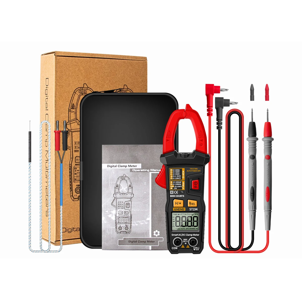 ST194 ST193 6000 Counts Digital multimeter Clamp Meter AC/DC Voltmeter Amp Meter True RMS Current Tester NCV Universal Meter