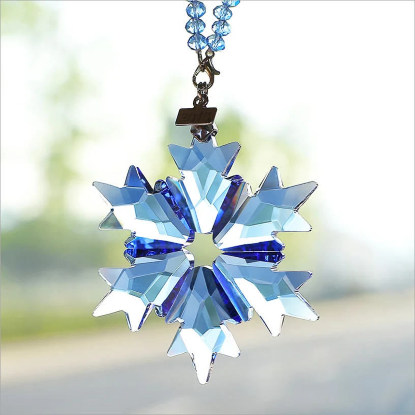 Crystal Snowflakes Figurine Glass Suspension Hanging Ornaments Suncatcher Snowflake Hanging Trim Home Wedding Christmas Gifts