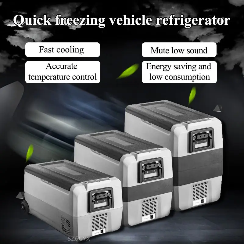 Refrigerador de coche para el hogar, caja de refrigeración para almacenamiento de alimentos, compresor portátil para exteriores, congelador con carro