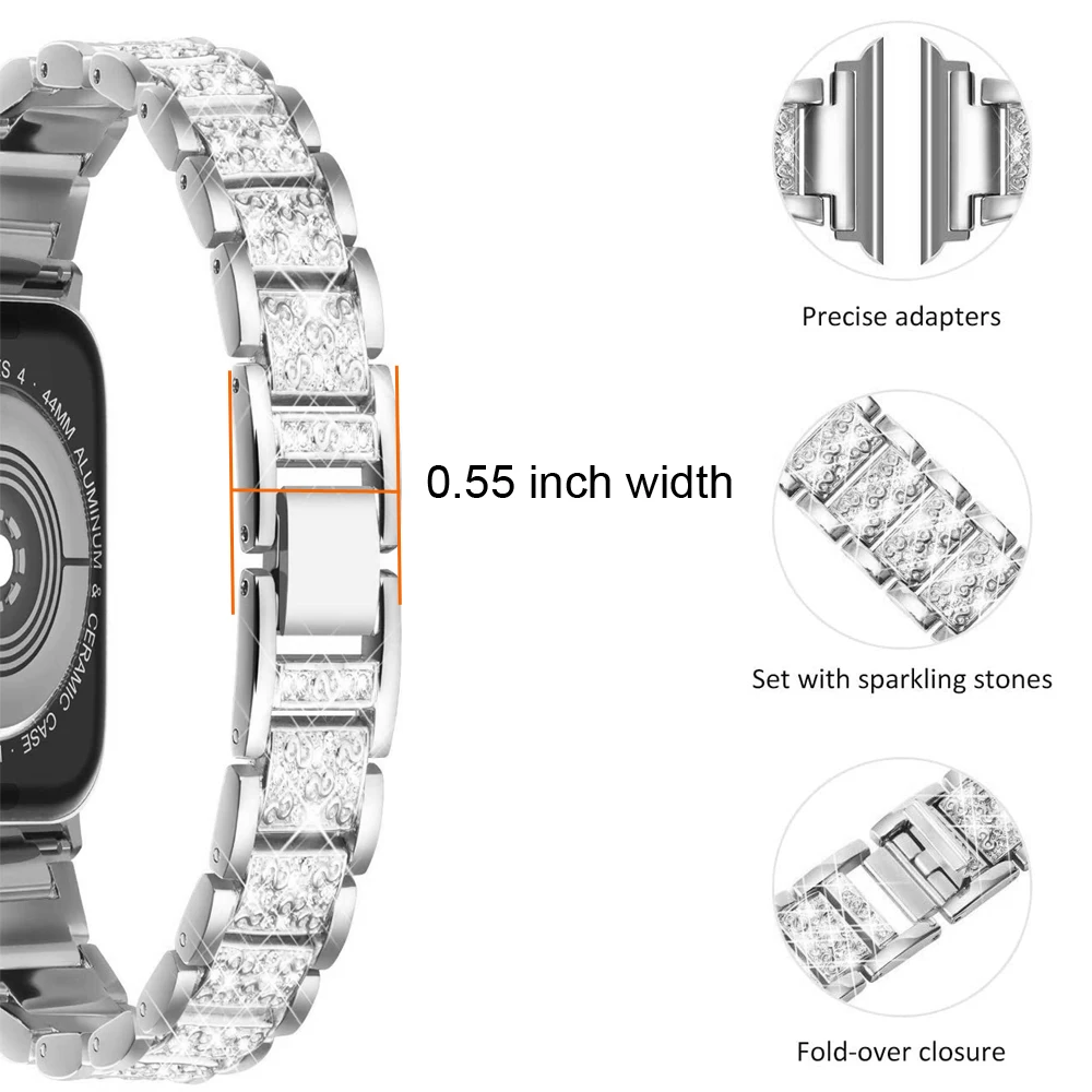 سوار ل سوار ساعة يد آبل 40 مللي متر 38 مللي متر المرأة بلينغ حزام ل iwatch se 6 5 4 3 44 مللي متر 42 مللي متر العصابات مجوهرات الفولاذ المقاوم للصدأ كوريا