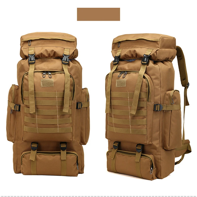 80L Waterproof Molle Camo Tactical Backpack Military Army Hiking Camping Backpack Travel Rucksack Outdoor Sports Climbing Bag