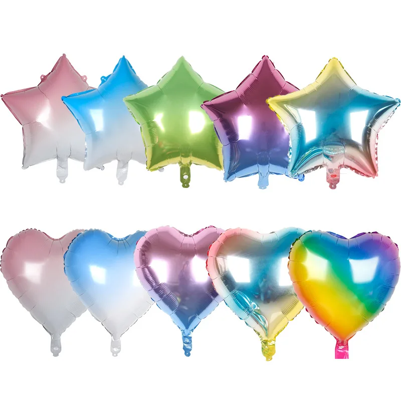 2/5pcs 18inch Gradient Five-pointed Star Love Aluminum Film Balloon Wedding Banquet Birthday Party Christmas Decoration balloons