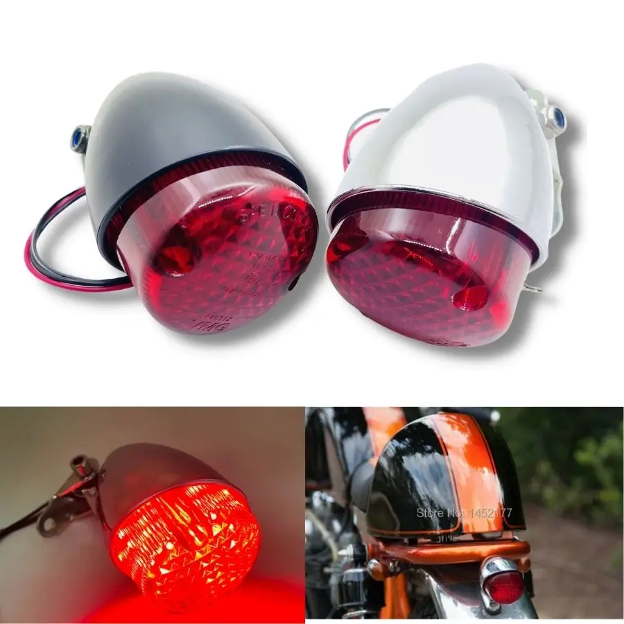 

Yecnecty Black Motorcycle Stop Tail Light ABS Housing+Metal Bracket Universal Scooter Rear Lamp For KTM Triumph Aprilia Yamaha