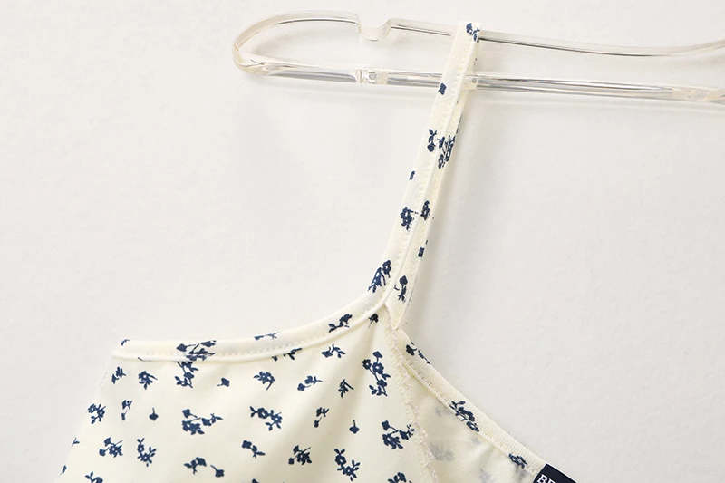 PUWD Slim Girls Sweet Floral Print Camis 2022 Summer Fashion Ladies Vintage Cute Top Chic Women Party elegante Top