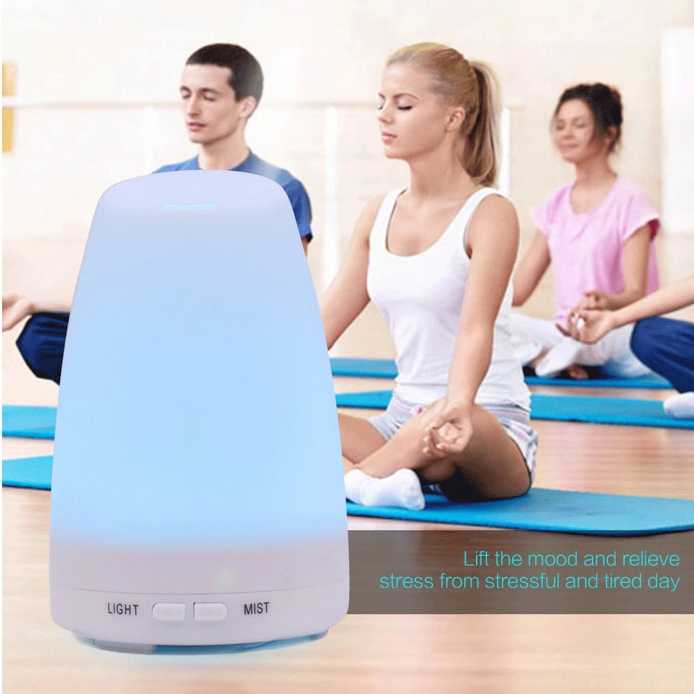 Humidificateur à ultrasons avec lumière LED, diffuseur d'huiles essentielles, brumisateur d'air, arôme, maison, bureau, 7 couleurs, 120 ml