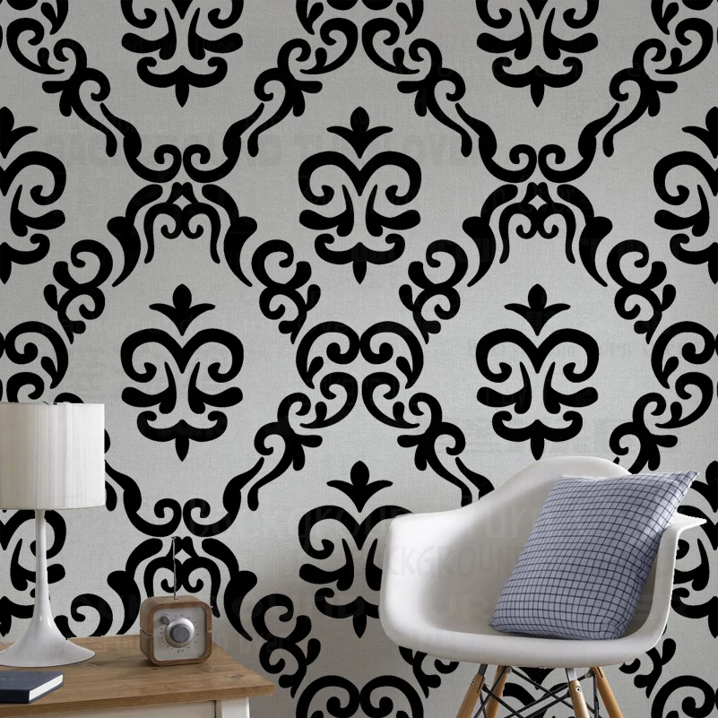 

30 - 70 cm Stencil Paint Template For Walls Furniture Tile Flooring Damask Rococo Baroque Vintage Retro Painting Decoration S218