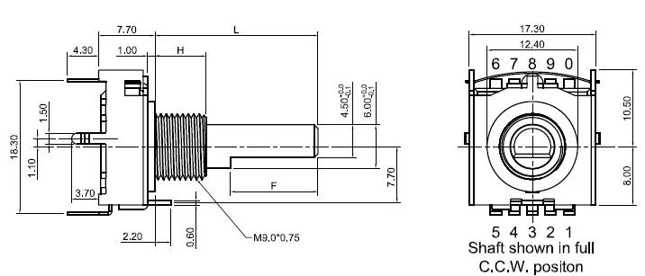 ZJC17 Type Vertical Copper 10-pin Induction Cooker Microwave Oven Gear Position Mode Switch Fire Switch 4 5 6 7 Gear