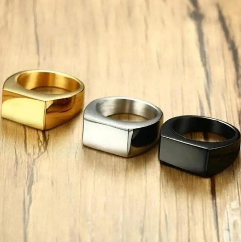 Fashion Simple Geometric Square Ring for Men Three Colors Optional Classic Party Jewelry Gift