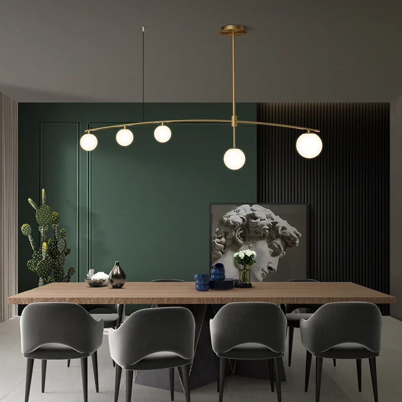 

Modern Kitchen Bar Chandelier Restaurant Light Gold Metal White Glass Nordic Living Room Hanging Light Fixtures G9 110-240V