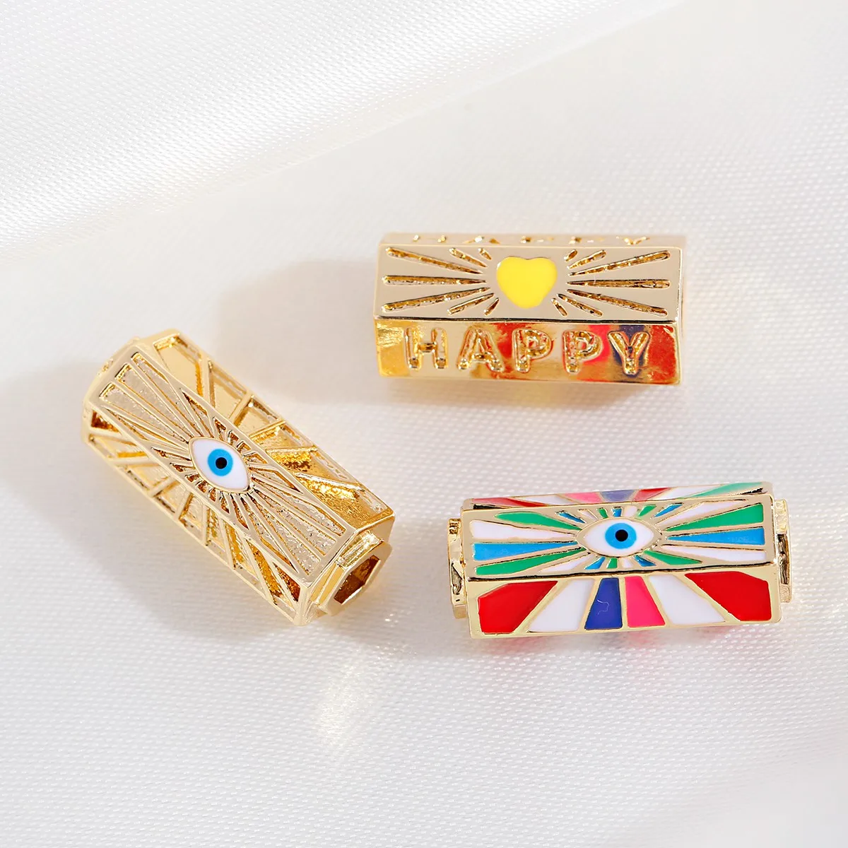 Pop Art Eye Charm Bracelet Necklace Making Supplies Colorful Cute Charm Bead Connector Designer Charm Heart-shaped Letter Copper