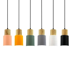 Nordic Pendant Lights Modern Wood Simple Iron E27 For / Bar/Parlor/Master/ Bedroom/Study/Cafe Home Becor Lights Hanging