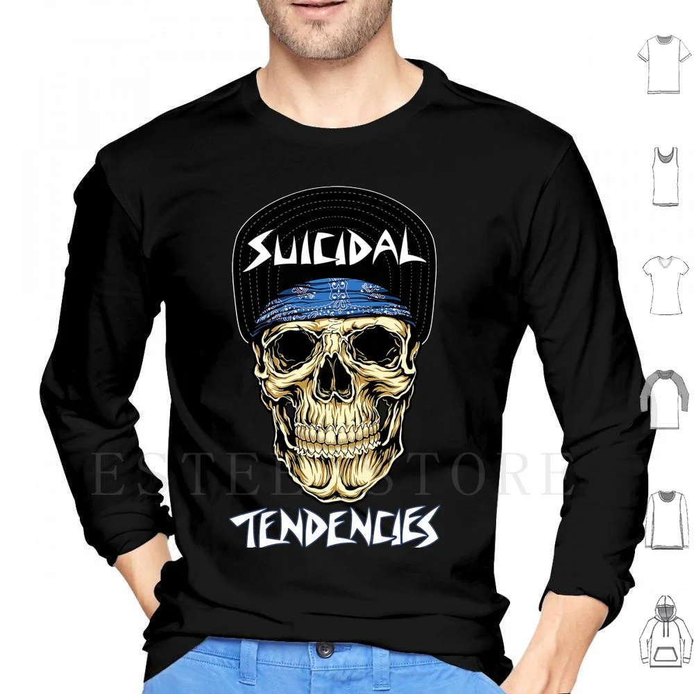 Suicidal Tendencies-Skull Hoodies Long Sleeve Suicidal Tendencies Institutionalized Punk Latino Possessed To Skate Los