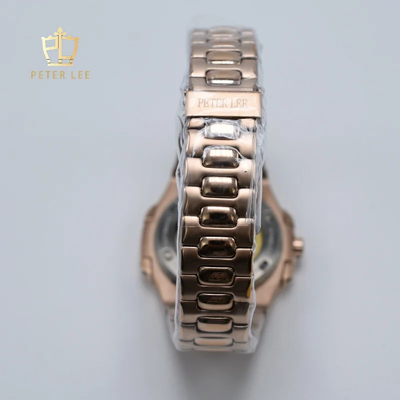 PETER LEE 40mm Luxury Watch For Men Hot Selling Rose Gold Mechanical Automatic Designer Wristwatches Stainless Steel Auto Date