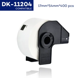 17mm*54mm*400 pcs White Compatible Thermal Paper DK11204 DK-11204 DK 11204 Compatible for Brother QL Label Printer QL-500 QL-550