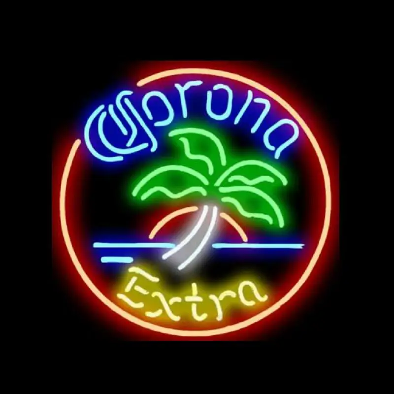 Barra de cerveza con signo de luz de neón de cristal Extra Palma Corona personalizada