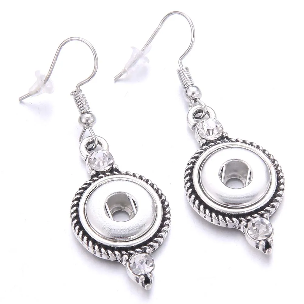 Snap Jewelry Earrings Stainless Steel 12mm Snap Button Earrings Hollow Out Water Drop Mini 12 mm snap earring charm Buttons