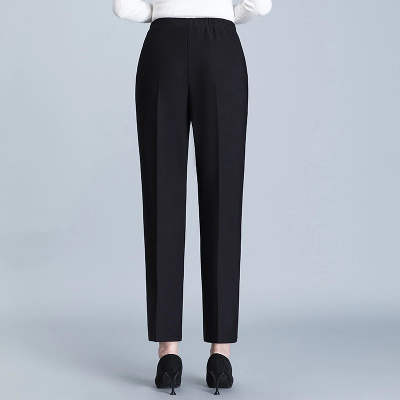 Pantalones de cintura elástica para mujer, pantalón holgado informal, talla grande, cálido, primavera y otoño