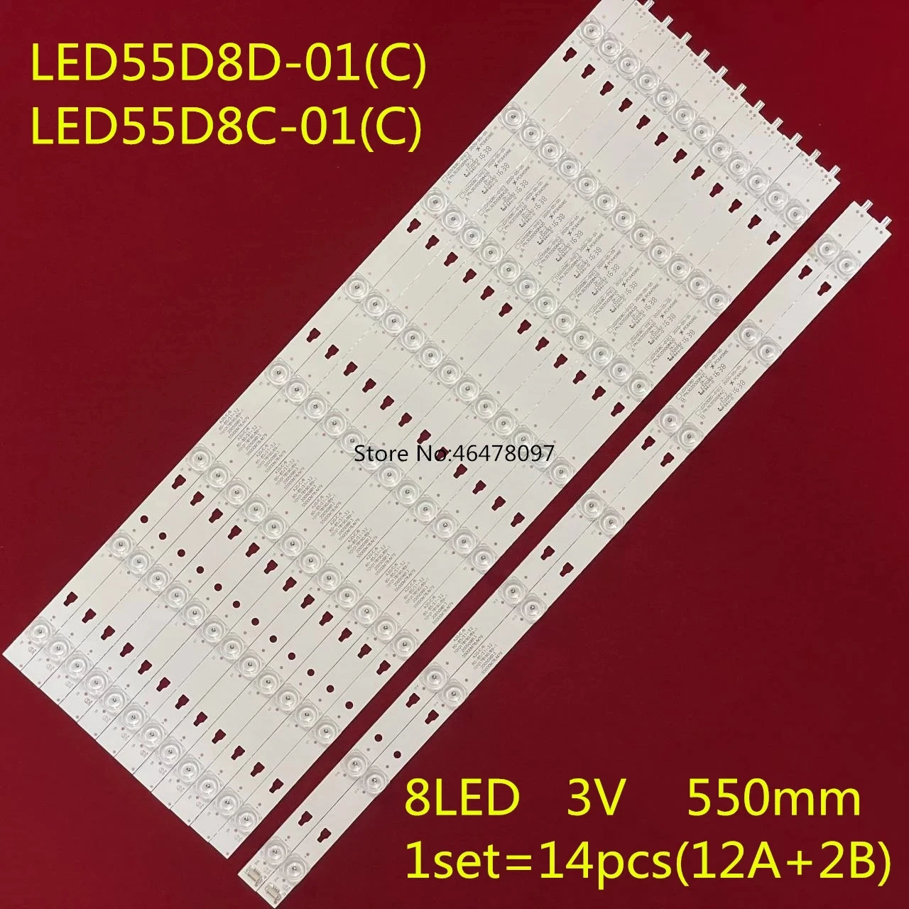 14PCS LED Backlight Strip 8 lamps for LED55D8C-01(C) LED55D8D-01(C) F55Y F55N G55Y-S LU55H31 U55X31J LS55H610N  LS55AL88M81