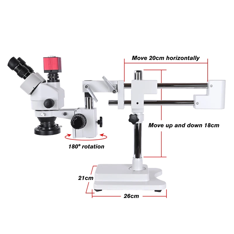 3.5-90X Illuminated Industrial Double Boom Stand Greater scope Trinocular Repairing for Mobile Phone Watch Clock PCB mikroscope