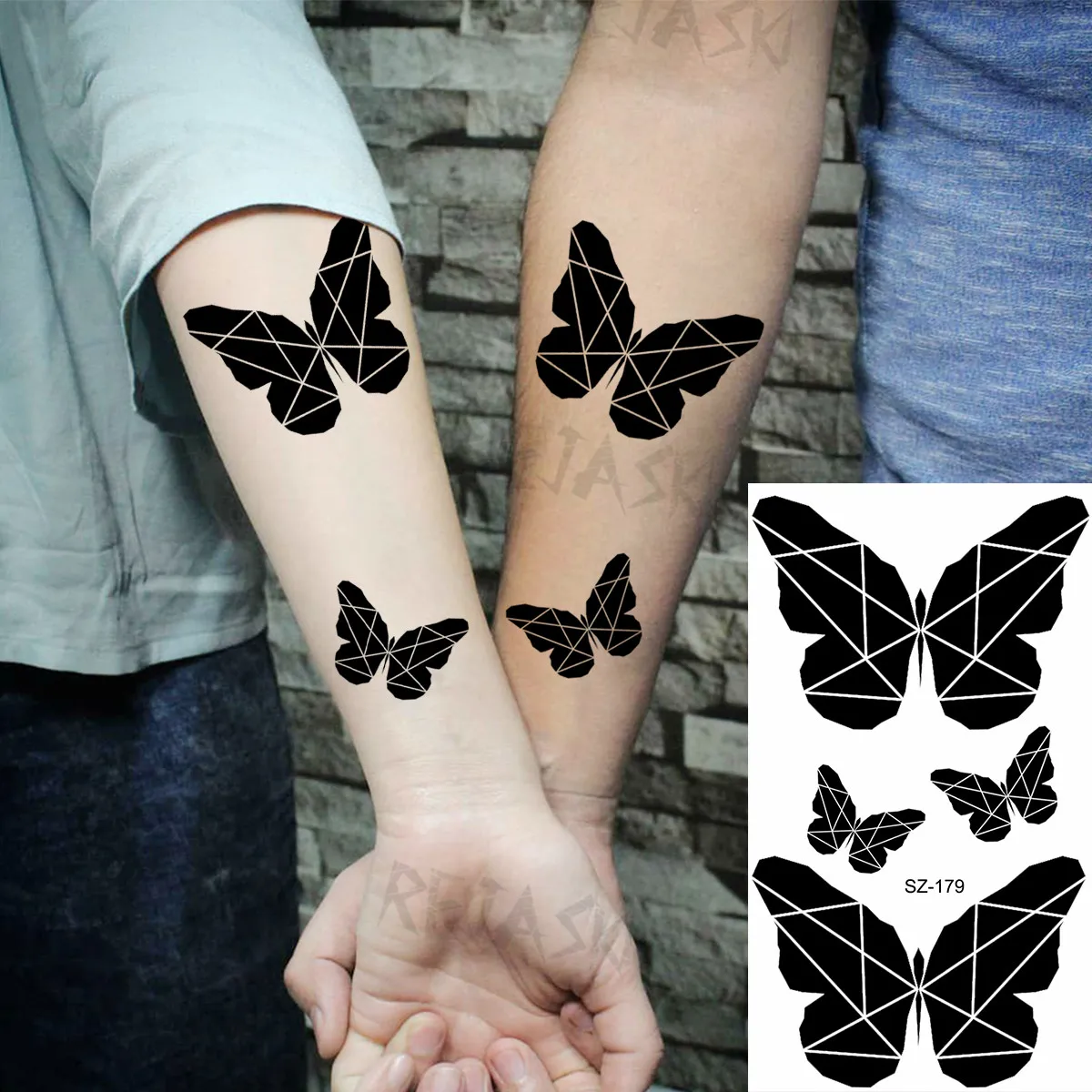 Black Helmet Spartan Temporary Tattoos For Men Adult Butterfly Feather Henna Fake Tattoo 3D Body Art Disposable Tatoos Sticker