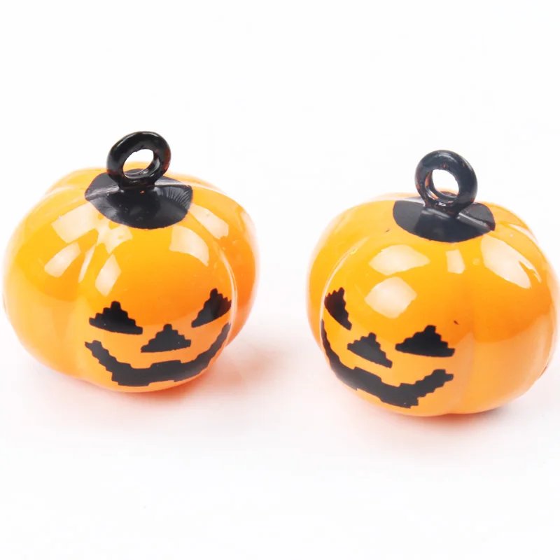 5pcs Jingle Bells Pumpkin Halloween Festival Ornament Metal Bell For Home Party Tree Pendant Decoration DIY 19x19mm