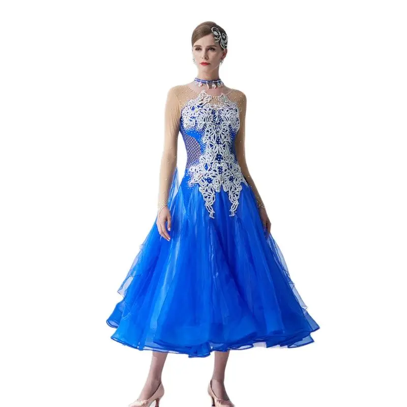 

B-18553 New designs high quality adult women professional international standard competition ballroom dance dress for sale