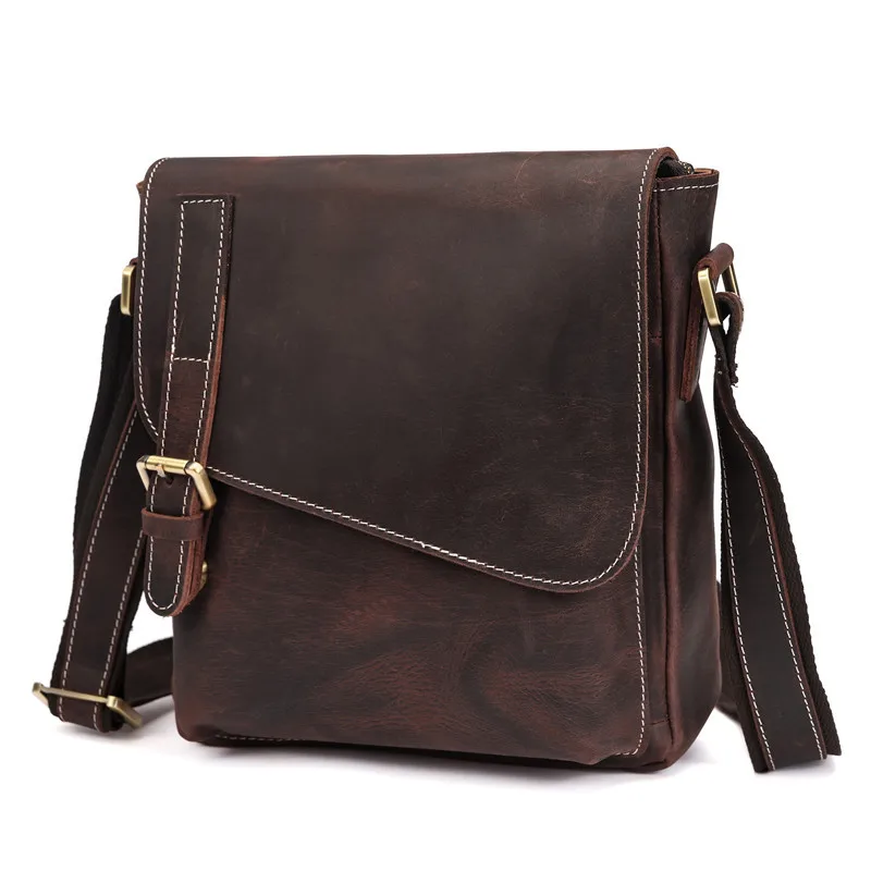 

2112 New Men's Shoulder Bag Crazy Horse Leather Handbag for Man Business Briefcase Large Male Cross body Bags Messenger for IPAD