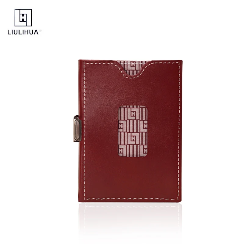 LIULIHUA Whole Sale Mini Real Leather Card Holder with Stainless Steel Buckle LLH Trifold Luxury Wallet  Purse 2020