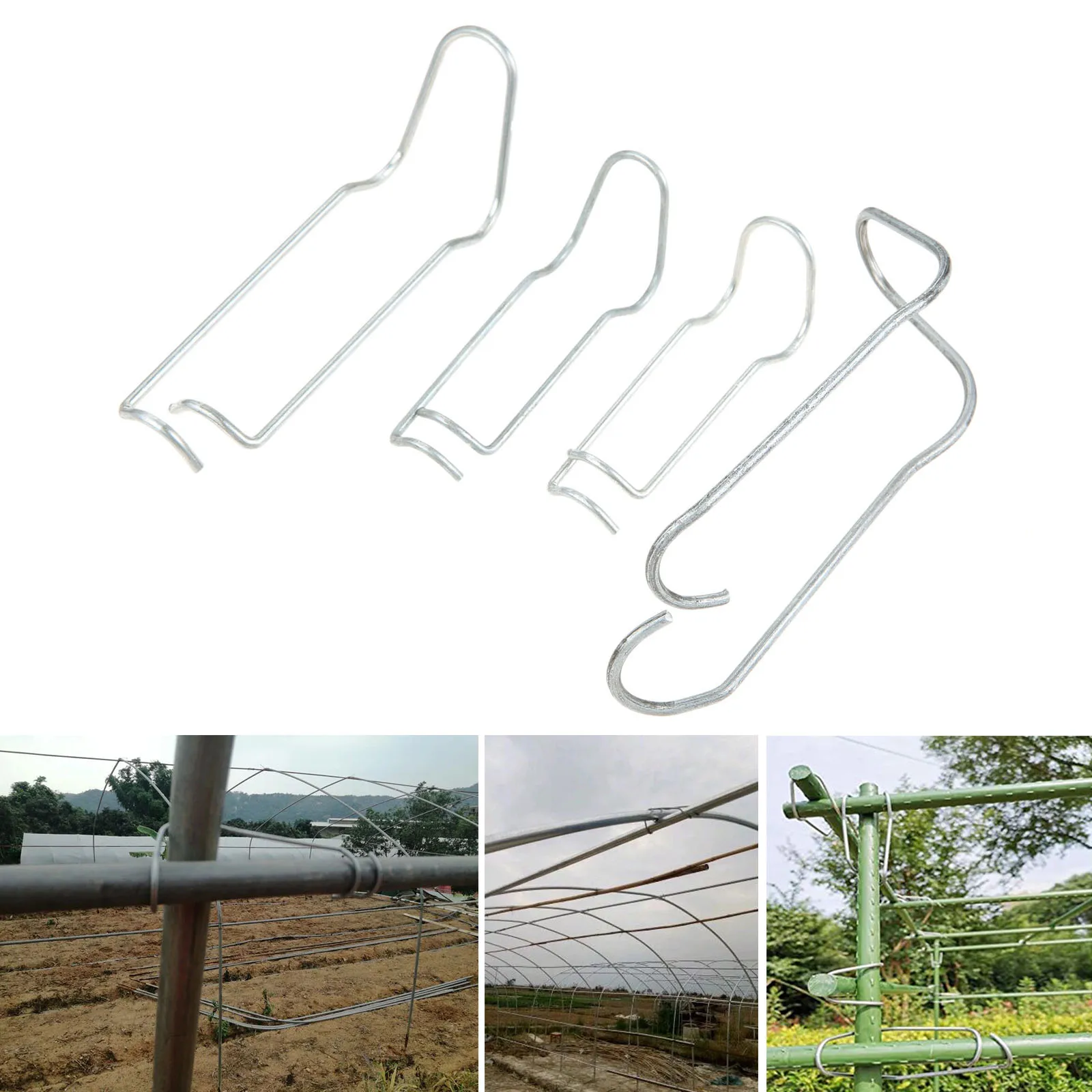 10pc 8mm-20mm Pipe Support Fixing Clamp Connector Steel Pressing Spring Wire Clip Buckle For Garden Greenhouse Building Hardware